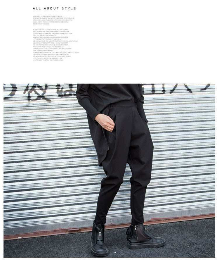 Dark Cool Irregular Casual Hanging Crotch Tappered Pants