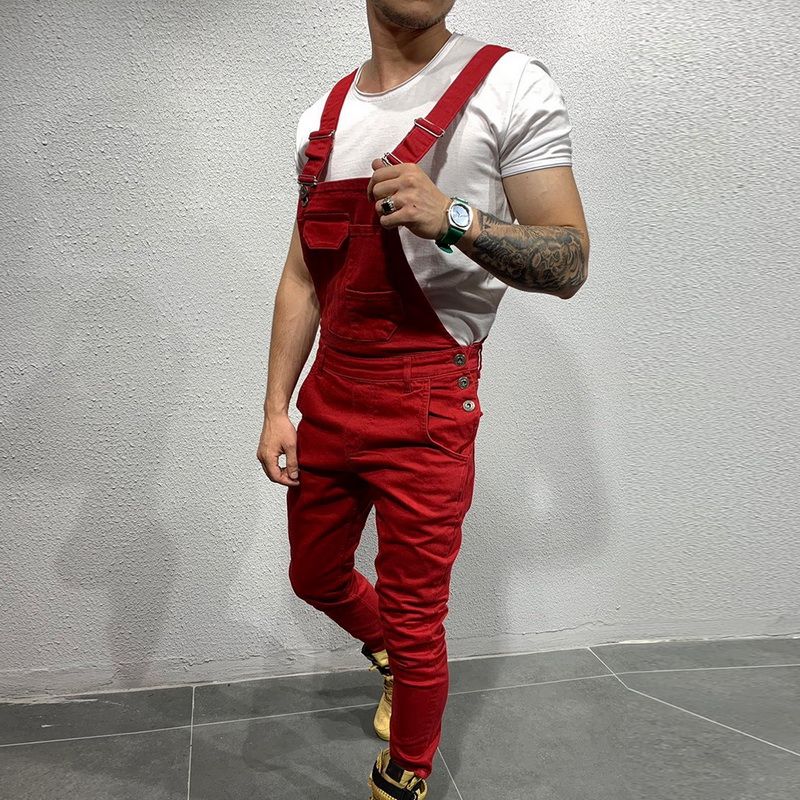 Casual Suspender Distressed Jeans Pant Modish Strap Overalls
