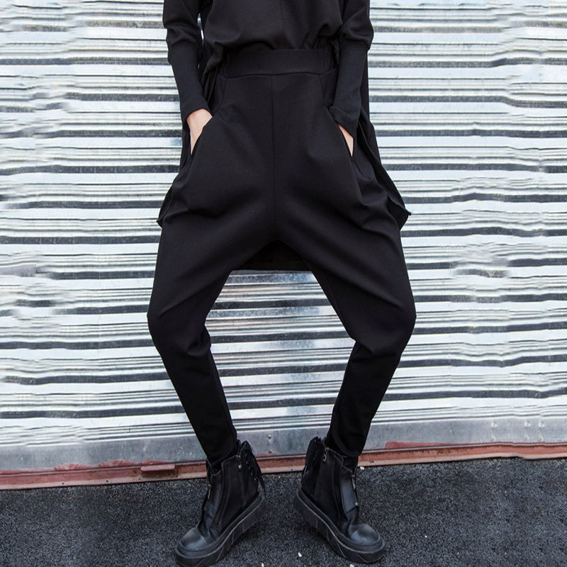 Dark Cool Irregular Casual Hanging Crotch Tappered Pants