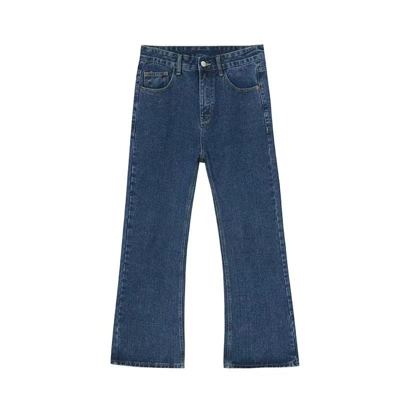 American Retro Blue Skinny Denim Men's Trendy Straight-leg Fancy Boys Vibe Pants High Street Popular Horn