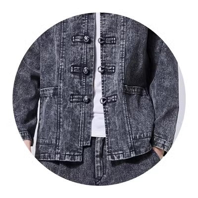 Trendy Spring and Autumn Chinese Style Hanfu Men's Long-Sleeved Tang Suit