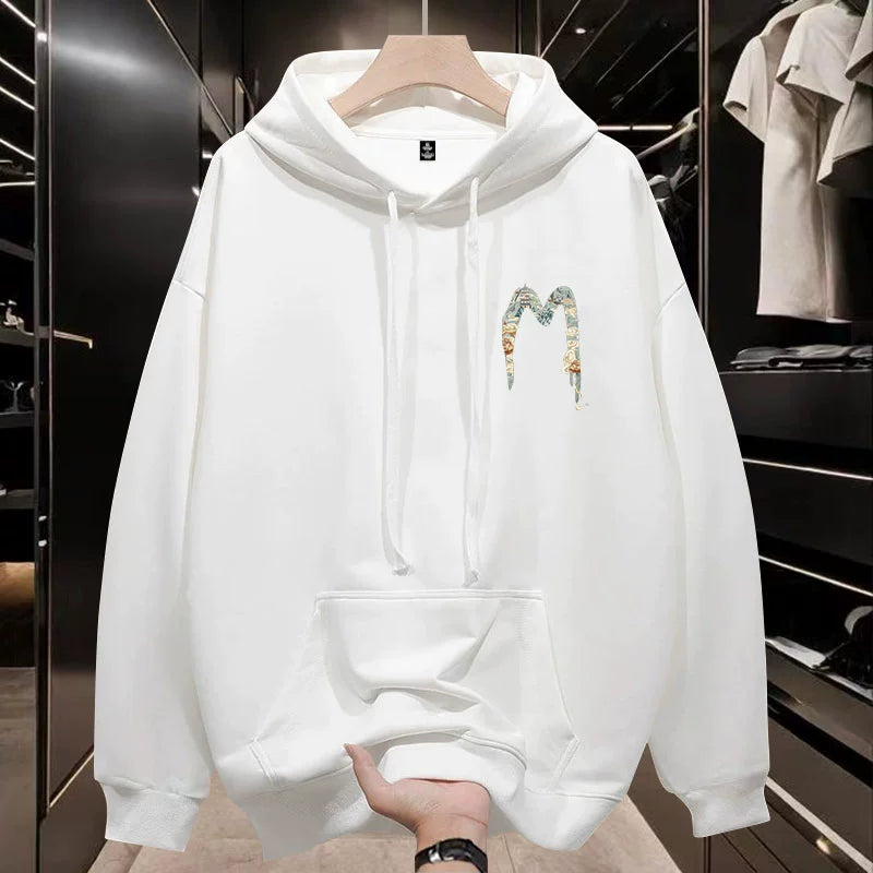 Country Fashion Brand Hooded Sweatshirt Men New Arrival Autumn Thin Loose American Retro Fleece-lined Casual Men's Coat