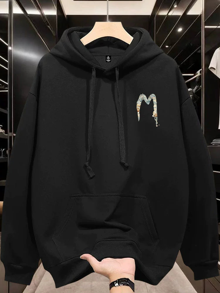 Country Fashion Brand Hooded Sweatshirt Men New Arrival Autumn Thin Loose American Retro Fleece-lined Casual Men's Coat