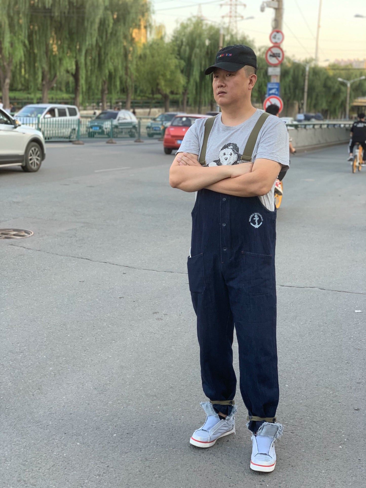 Denim Navy Deck Overalls Washed Overalls