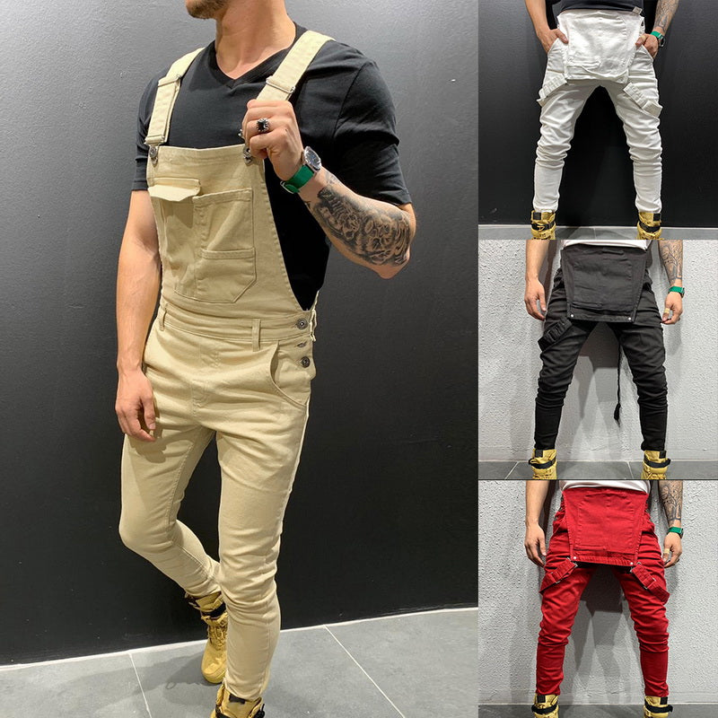 Casual Suspender Distressed Jeans Pant Modish Strap Overalls