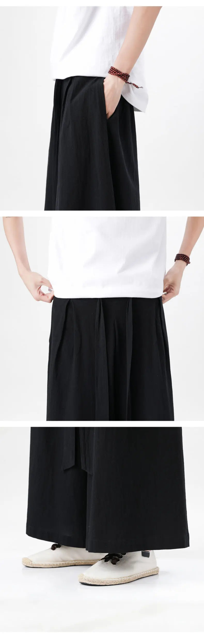 Spring Men Chinese Style Cotton Linen Harajuku Pants Men Kung Fu Kimono Trousers Male Street Wushu Wide Leg Pants Bottom