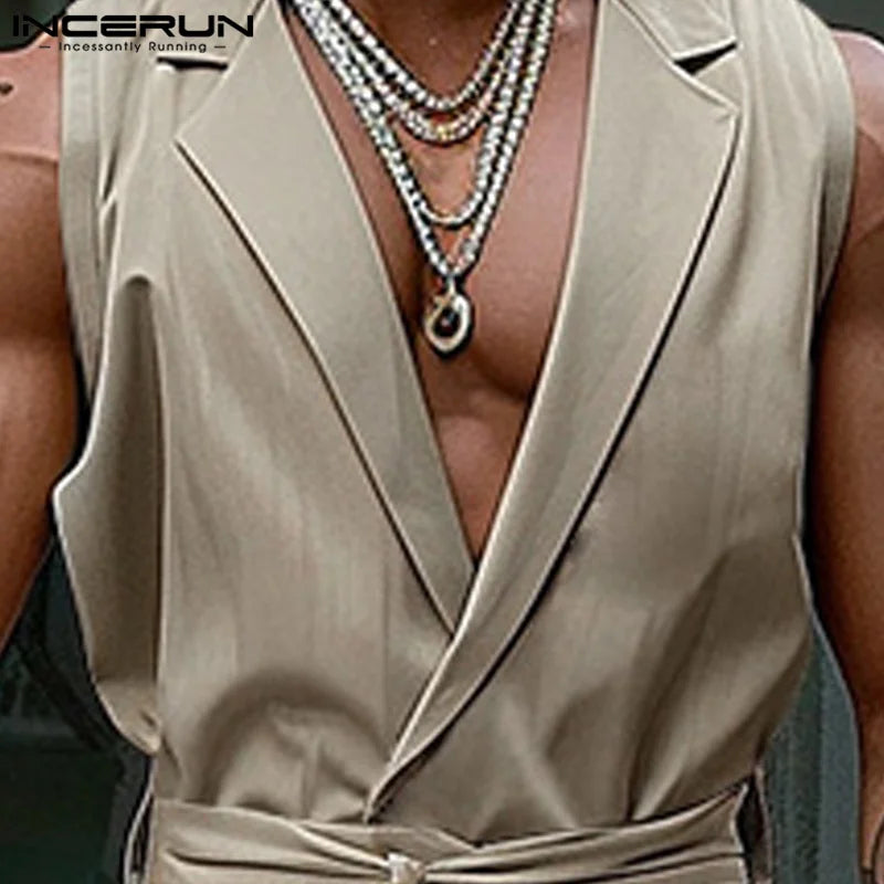 American Style Fashion Jumpsuits Men's Simple Solid All-match Rompers Streetwear Hot Sale City Walk Bodysuits S-5XL