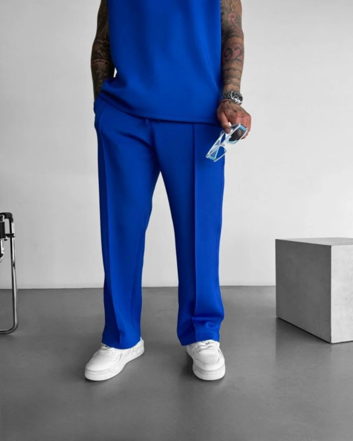 2025 Spring and summer men's new four seasons loose straight tube sports casual pants comfortable suit pants drawstring waistban
