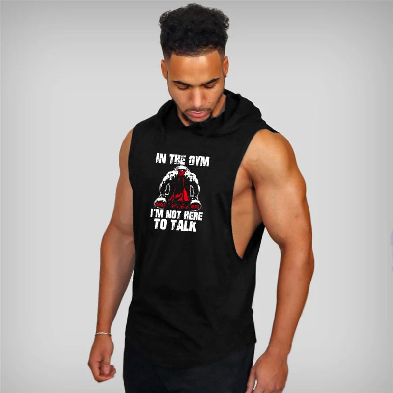 Mens Bodybuilding Hoodies Gym Fitness Running Sport Tank Tops Summer Cotton Breathable Pullover Hoody Casual Hip Hop T-shirts