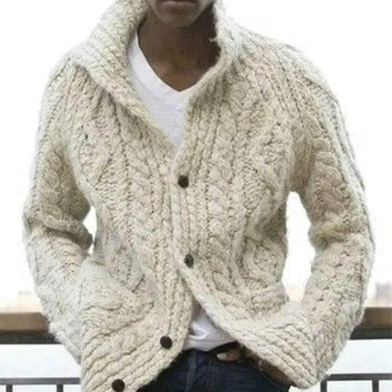 Autumn And Winter Sweater Men's Solid Color Knitted Jacket Men's Cardigan Sweater