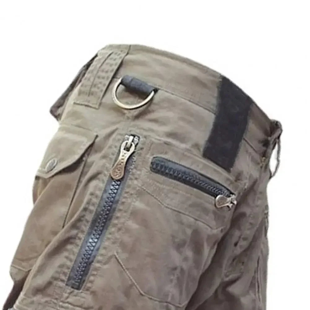 Men's Military Uniform Cargo Shorts Tactical Jogging Shorts Solid Color Multi-Pocket Summer Casual Straight Cargo Shorts Men