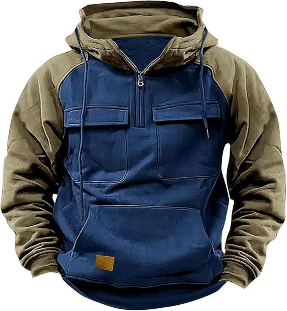 Men's Casual Hooded Sweatshirt Autumn Winter Fashionable Loose Workwear Multiple Pockets Youthful Design Long-Sleeved Hoodie
