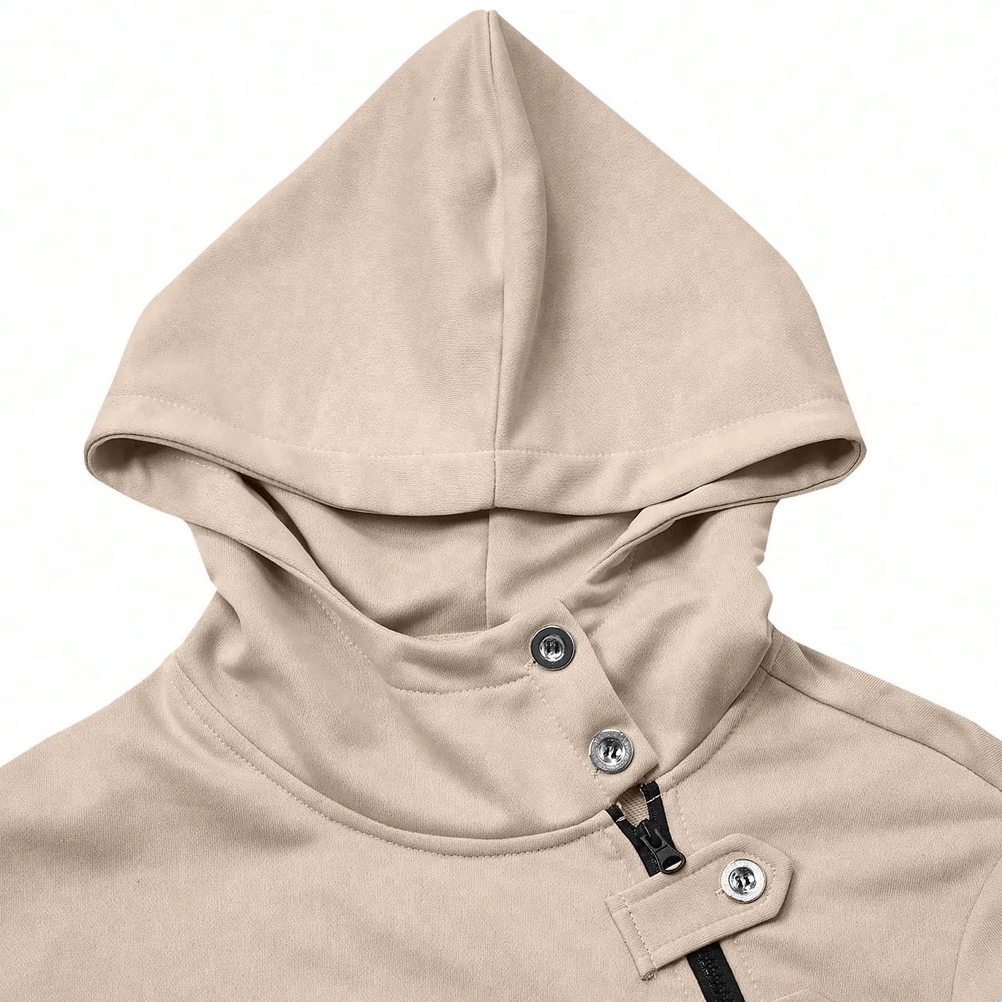 Men Autumn New Sweatshirt Tops Simple Solid Fitting Button Zipper Hoodie Daily Casual Sports Street Matching Pullover Sweatshirt