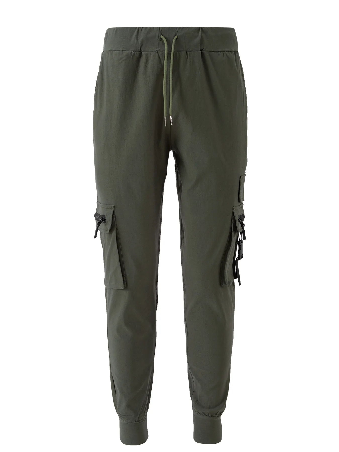 Spring and autumn men's small foot cargo pants casual comfortable cotton multi-pocket drawstring slim-fit fashion sports pants