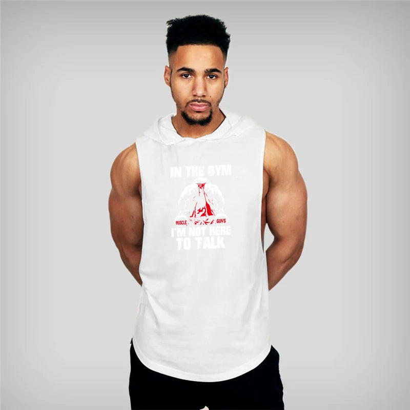 Mens Bodybuilding Hoodies Gym Fitness Running Sport Tank Tops Summer Cotton Breathable Pullover Hoody Casual Hip Hop T-shirts