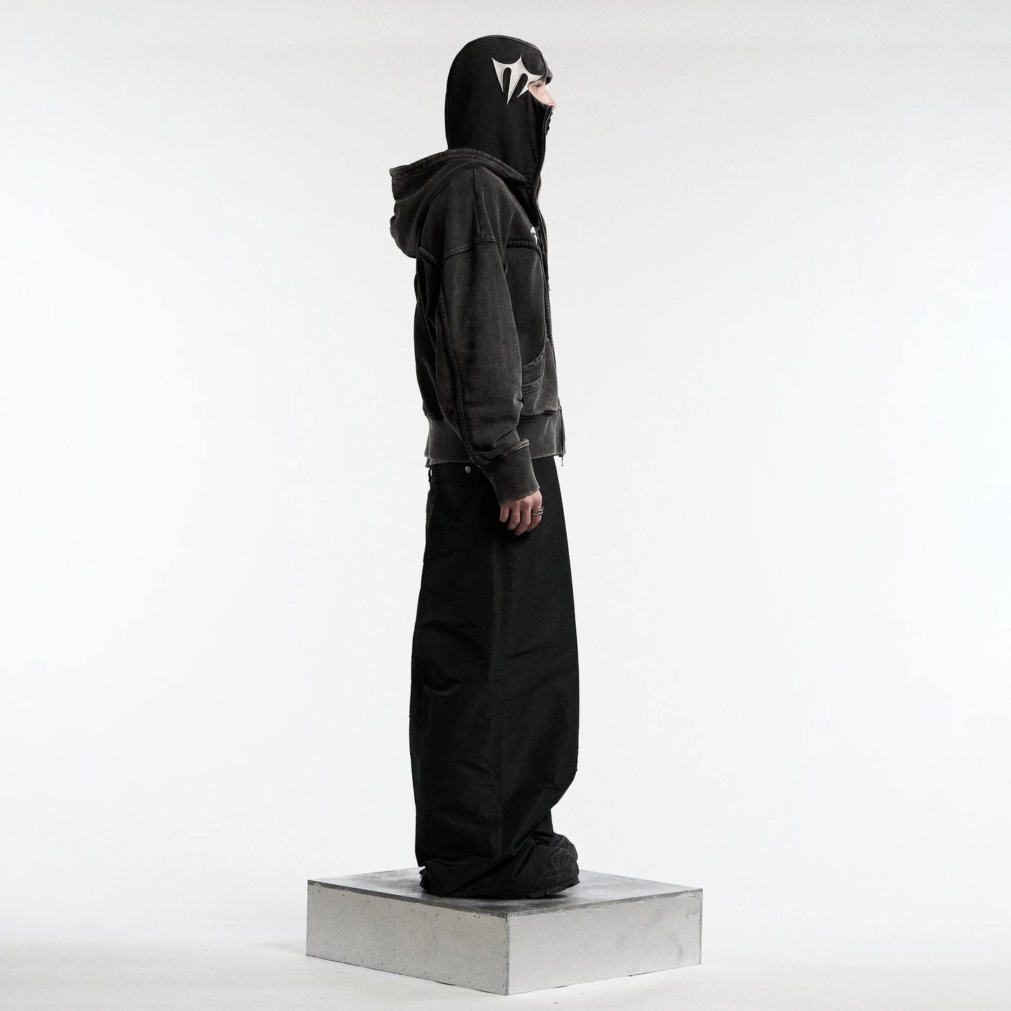 Y2K Ninja Hoodie Gothic Trendy Double Hat Design Functional Streetwear Vintage High Street Men Women Oversized Casual Pullover