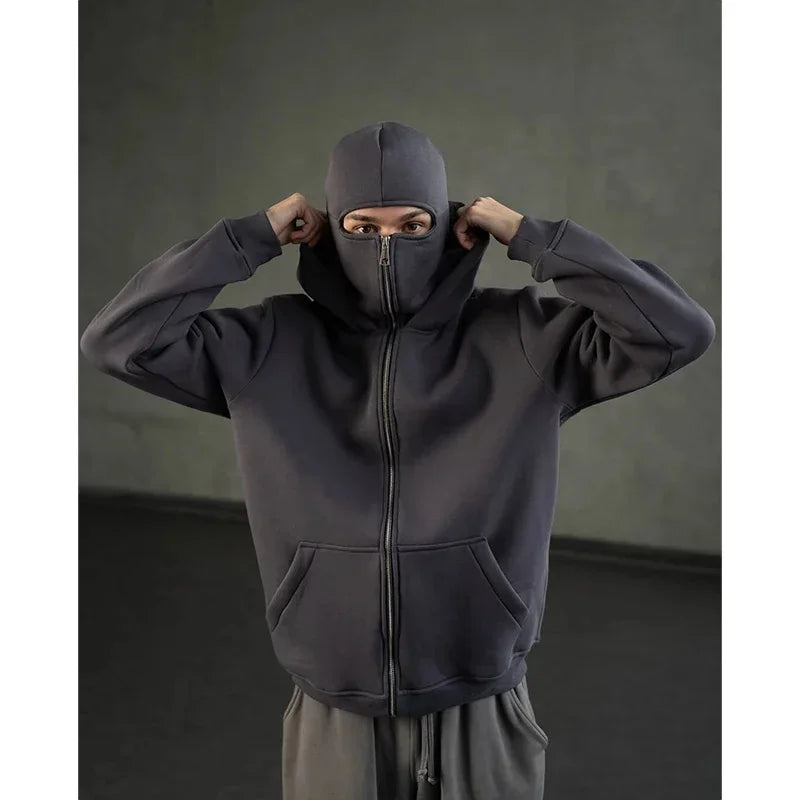 New Hoodies Men zipper Cardigan harajuku black sweatshirts hip hop swag style skateboard streetwear Cloak Hooded jacket coat