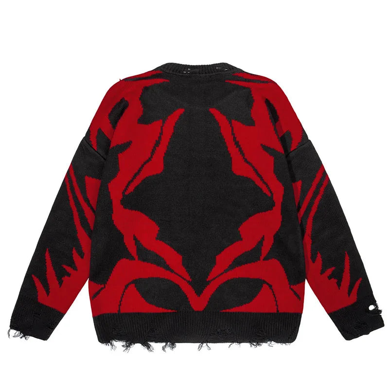 Men Sweater CMH Satan Club Pullover Knit Oversized Winter Gothic Long Sleeve Tops Graphic Streetwear Y2k Vintage Jumper Clothing