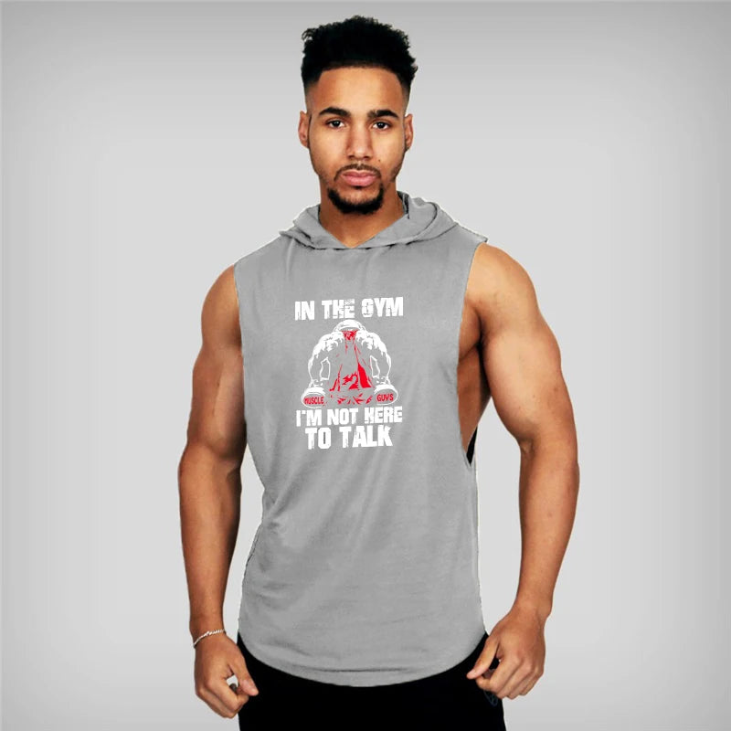 Mens Bodybuilding Hoodies Gym Fitness Running Sport Tank Tops Summer Cotton Breathable Pullover Hoody Casual Hip Hop T-shirts