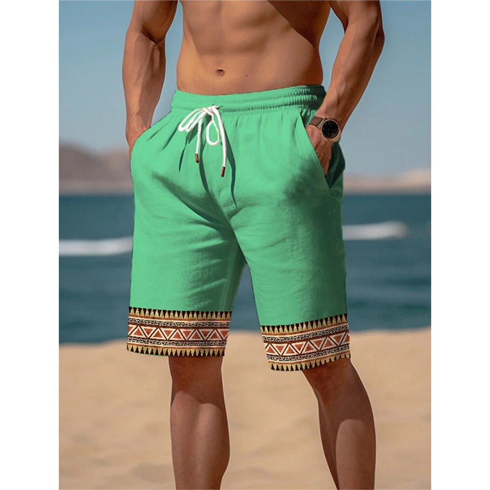 Ethnic Style 3D Print Beach Shorts Men's Vintage Casual Board Shorts Male Swimming Trunks Kids Short Pants Man Swimsuit Clothing