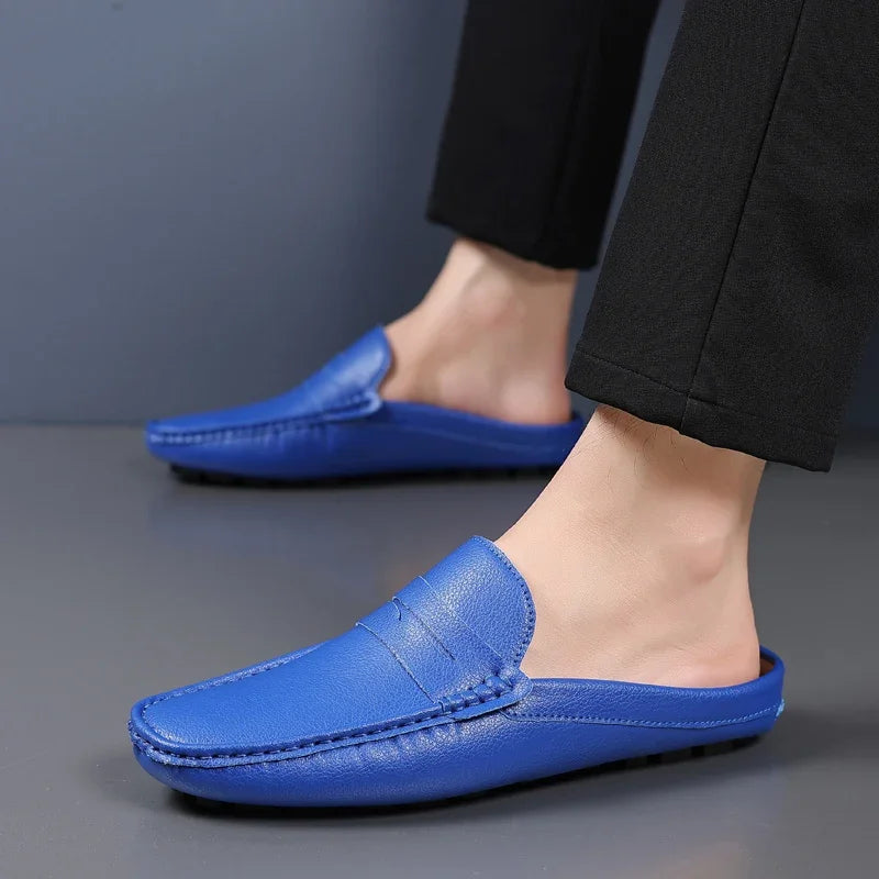 YRZL Loafers Men Handmade Summer Slip on Half Shoes for Men Non Slip Slippers Casual Comfortable Breathable Man Sandals