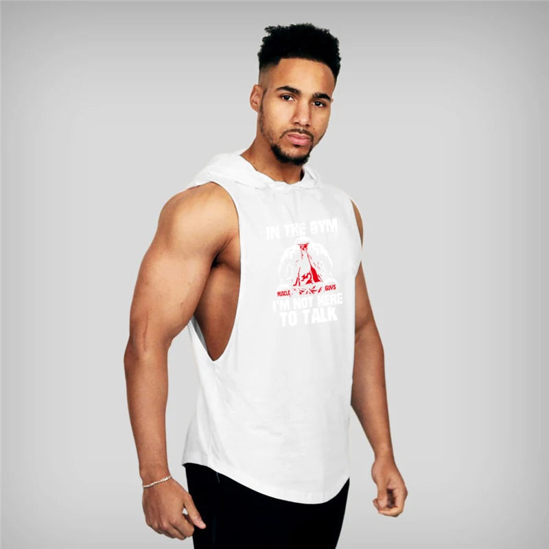 Mens Bodybuilding Hoodies Gym Fitness Running Sport Tank Tops Summer Cotton Breathable Pullover Hoody Casual Hip Hop T-shirts