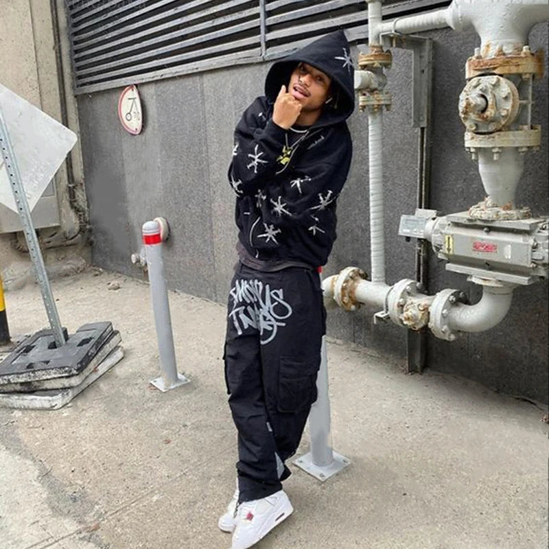 Rhinestone Full Zip Hoodie Skeleton Goth Sweatshirt Pull Long Sleeve Black Hoodies Y2k Fashion Men's Women's Sport Jackets Coats