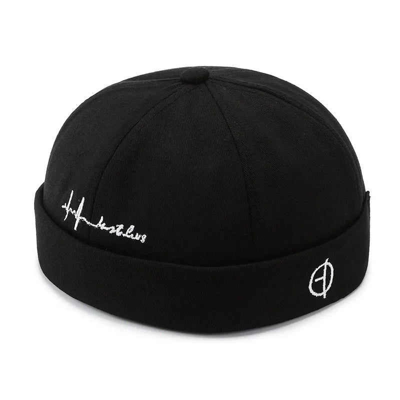 Hip Hop Blue Denim Washed Cotton Landlord Hat Docker Cap Rolled Edge Brimless Sailor Hat Solid Adjustable Beanie Hats Streetwear