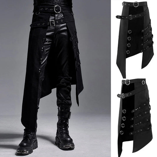 Gothic Men's Half Skirt Jacquard Steampunk Stylish Kilt Open Front Harujuku Burlesque Fringe Traditional Skirts