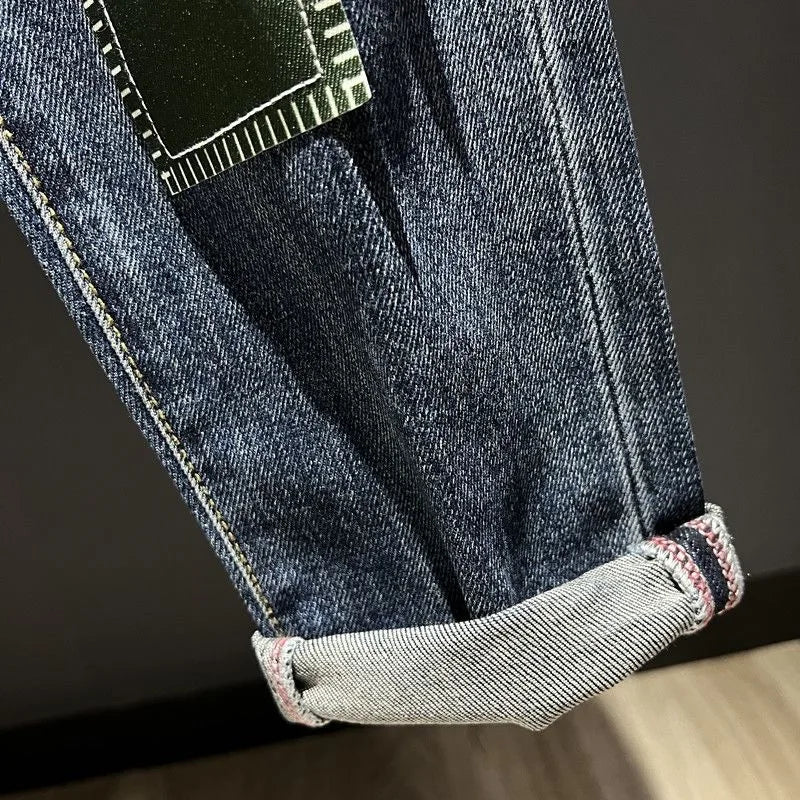 Spring and Autumn New Men's Fashion Trend Ripped Patch Small Foot Pants Men's Casual Slim Comfortable High-Quality Jeans