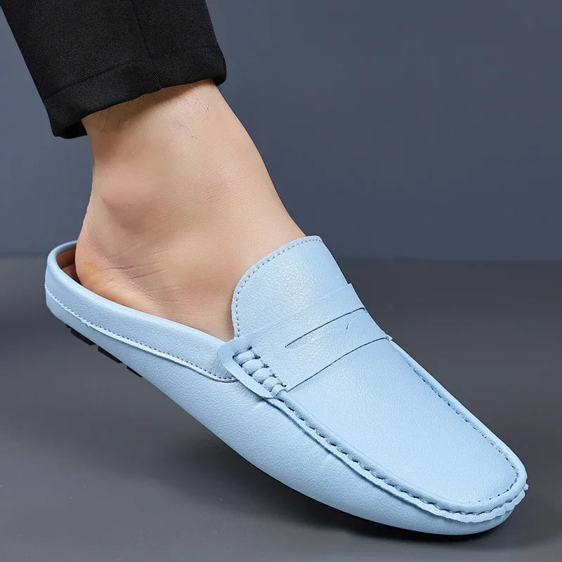 YRZL Loafers Men Handmade Summer Slip on Half Shoes for Men Non Slip Slippers Casual Comfortable Breathable Man Sandals