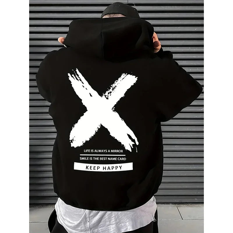 Men's hip-hop hooded sweatshirt font design printed hooded sweatshirt high-quality casual sweatshirt