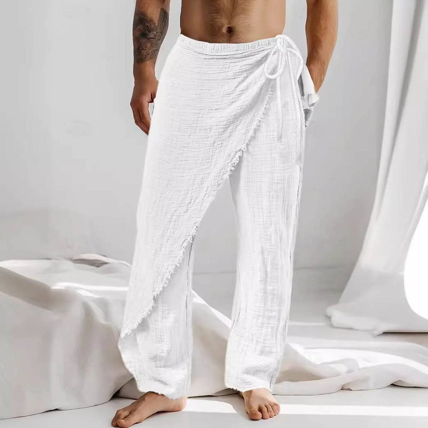 Men'S Casual Pants Men'S Breathable Loose Beach Cotton Patch Men Elastic Camping Hiking Fishing Climbing Outdoor Sports Trousers