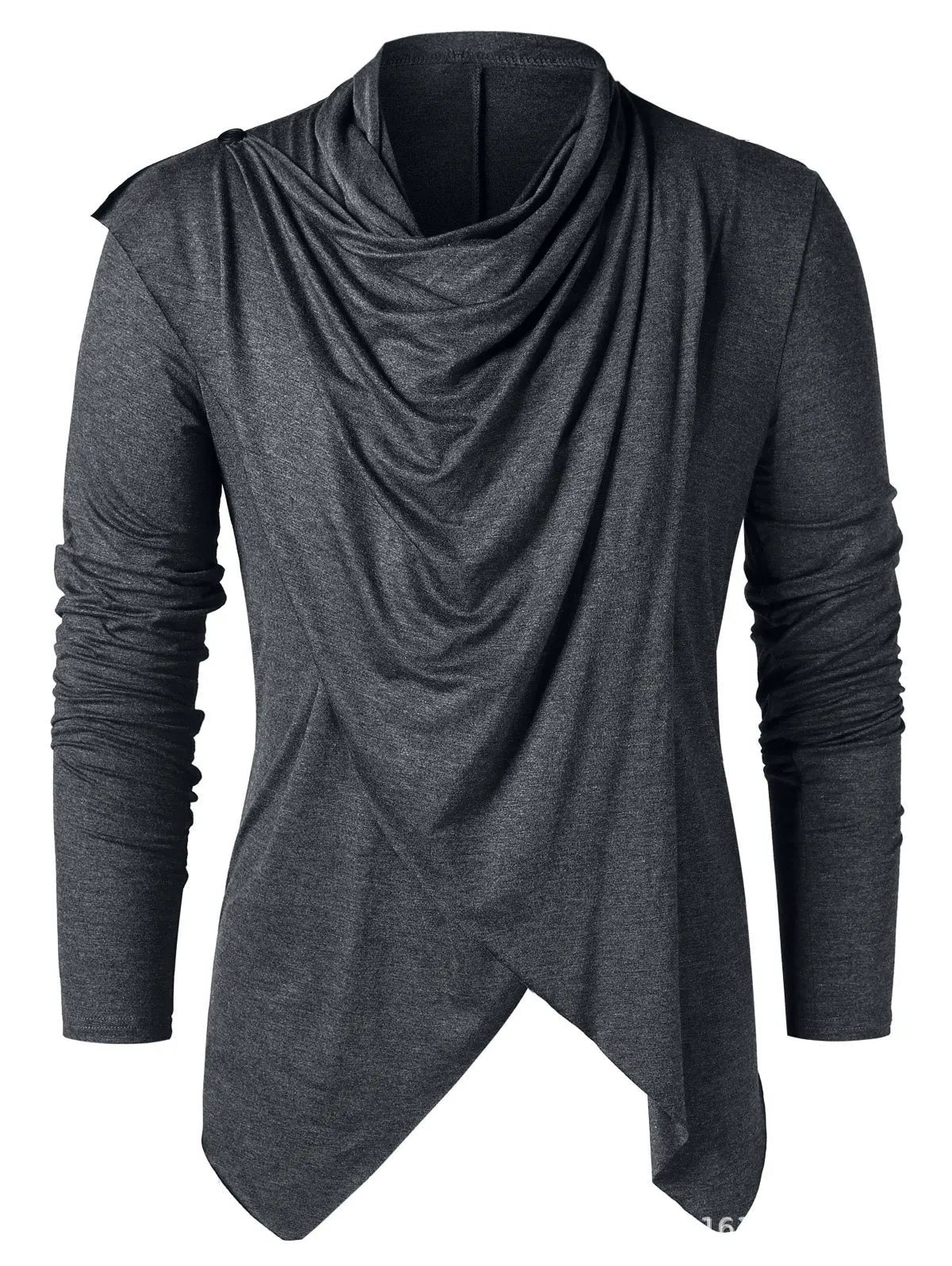 Medieval Men Asymmetrical Overlap Cardigan Casual Knitted Long Sleeve Sweater Shawl Collar Open Front Tops Men Vintage Sweaters