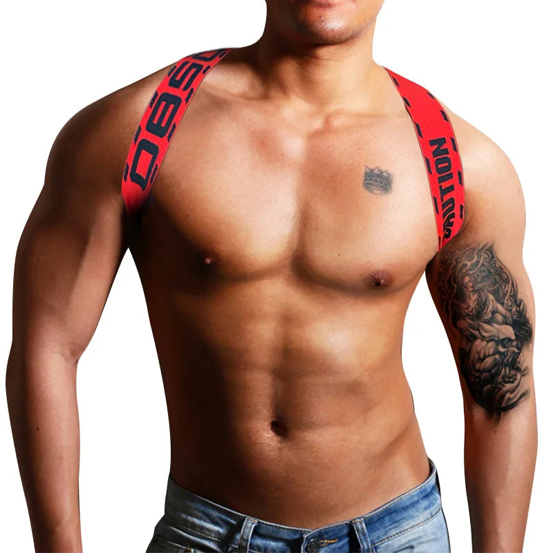 Men's Shoulder Straps Chest Bodybuilding Muscle Straps Party Trend, Stretch, Decorative Shoulder Straps