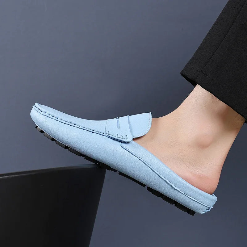 YRZL Loafers Men Handmade Summer Slip on Half Shoes for Men Non Slip Slippers Casual Comfortable Breathable Man Sandals