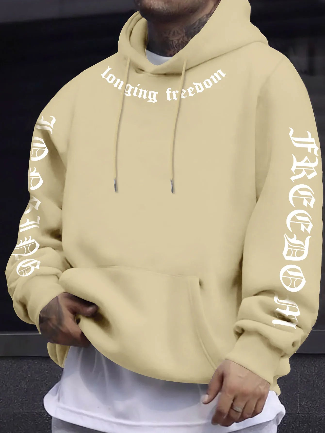 The new men's hoodie for Spring and Autumn 2025 is comfortable soft casual and fashionable with letter prints for street wear