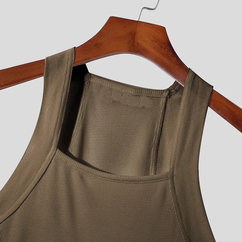 New Fashion Sports Tank Tops Men's Solid Color O-neck Sleeveless T-shirt Skinny Gym Streetwear Casual Vests Party Clothing S-5XL