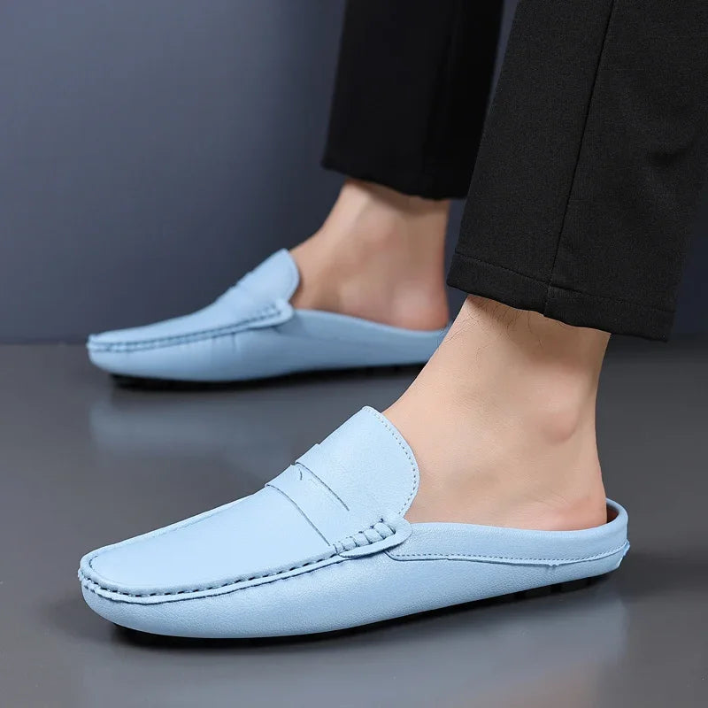 YRZL Loafers Men Handmade Summer Slip on Half Shoes for Men Non Slip Slippers Casual Comfortable Breathable Man Sandals