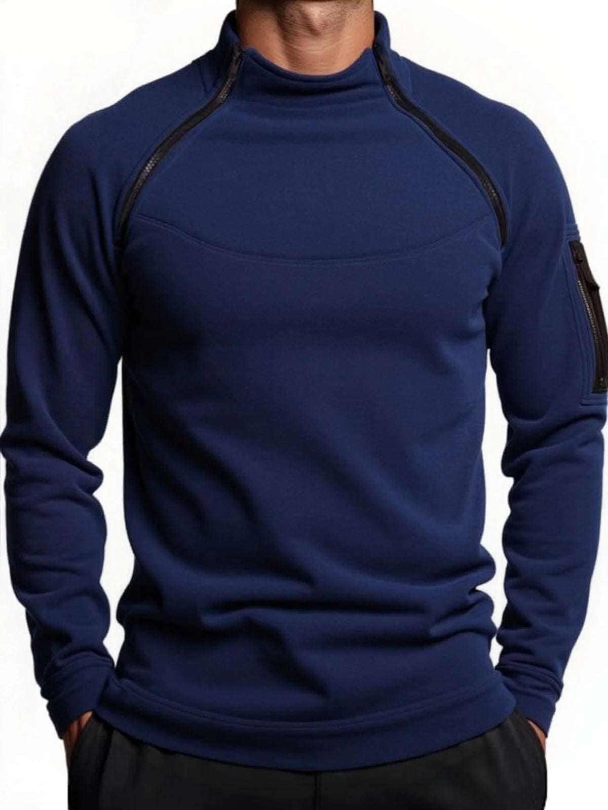 Men's Warm Polar Fleece Hoodies Spring Autumn Winter Tactical Long Sleeve Pullover Fashion Zipper Design Sweatshirt Streetwear