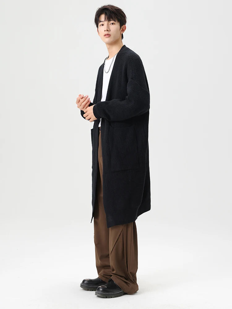Mens Cardigan Sweater Long Autumn Winter Sweaters Knited Open Front with Deep Pockets Soft Touch 2024 Long Cardigan Coats Men
