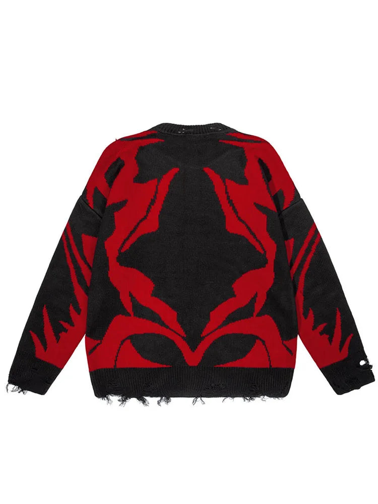 Men Sweater CMH Satan Club Pullover Knit Oversized Winter Gothic Long Sleeve Tops Graphic Streetwear Y2k Vintage Jumper Clothing