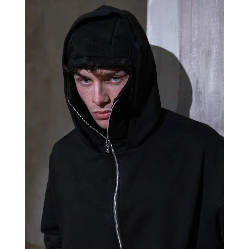 New Hoodies Men zipper Cardigan harajuku black sweatshirts hip hop swag style skateboard streetwear Cloak Hooded jacket coat