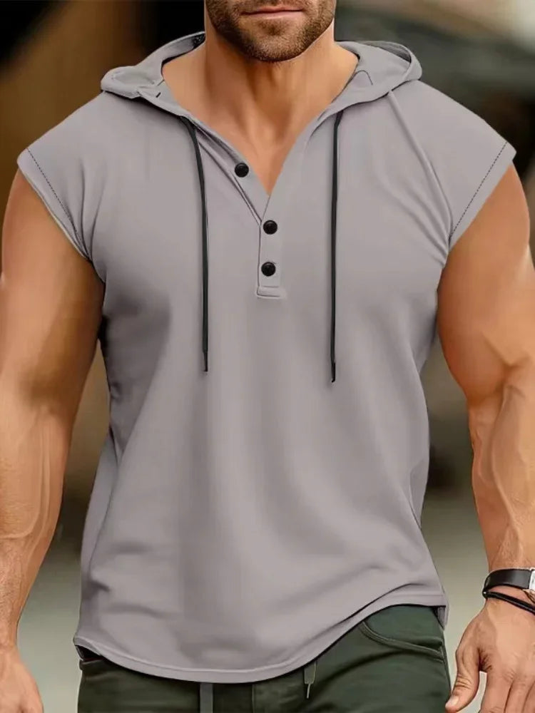 Summer Men's Tank Top Europe And The United States Men's Hooded Jumper Men Casual Sports Thin Breathable Sleeveless Vest Tops