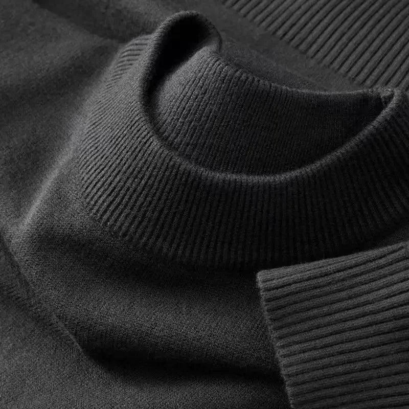 New Mens Casual Mock Turtleneck Sweaters Long Sleeve Thermal Pullover Autumn Basic Lightweight Streetwear Knitted Coat Tops
