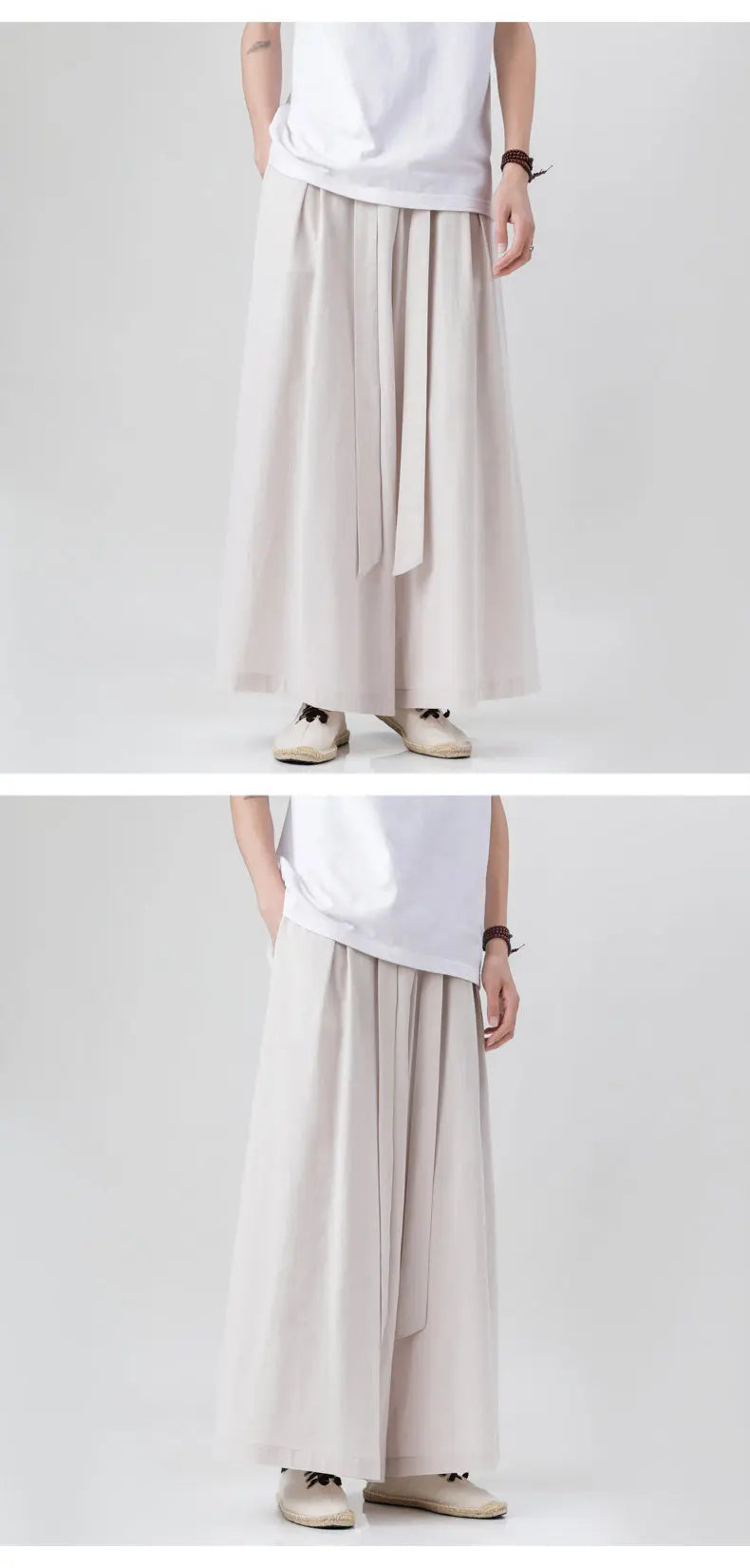 Spring Men Chinese Style Cotton Linen Harajuku Pants Men Kung Fu Kimono Trousers Male Street Wushu Wide Leg Pants Bottom