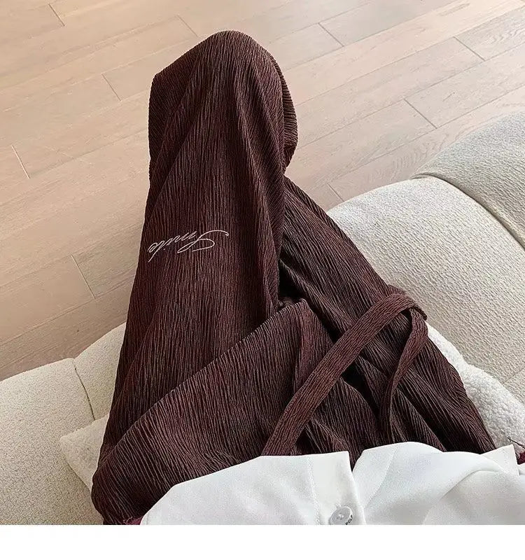 Casual Ice Silk Pants Men Wide Leg Lightweight Baggy Sweatpants White Straight Linen Trousers Male Summer Elastic Hiking