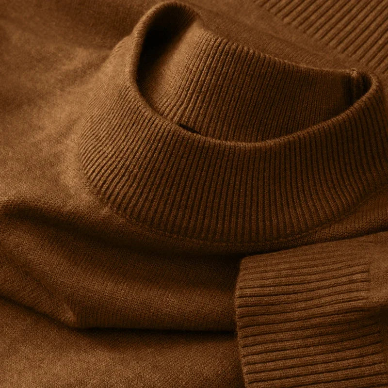 New Mens Casual Mock Turtleneck Sweaters Long Sleeve Thermal Pullover Autumn Basic Lightweight Streetwear Knitted Coat Tops