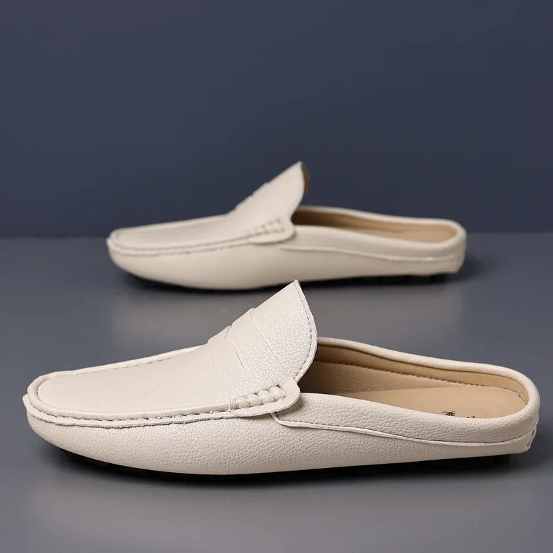 YRZL Loafers Men Handmade Summer Slip on Half Shoes for Men Non Slip Slippers Casual Comfortable Breathable Man Sandals