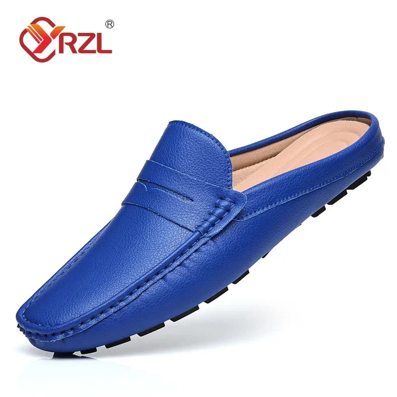 YRZL Loafers Men Handmade Summer Slip on Half Shoes for Men Non Slip Slippers Casual Comfortable Breathable Man Sandals